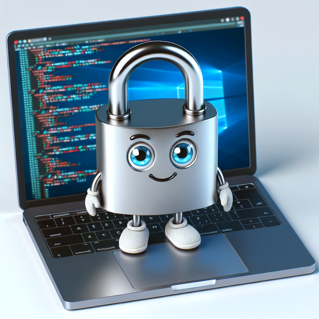 cartoon padlock on computer